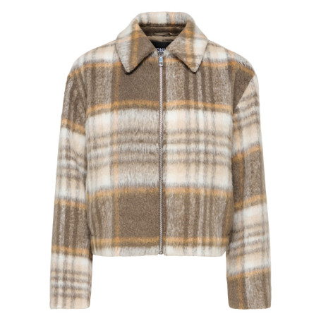 Veste écrue à carreaux avec une coupe droite et...