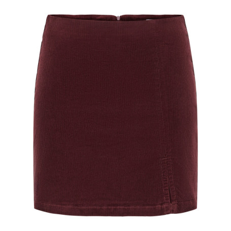 Jupe courte en coton bordeaux uni avec une...
