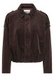 Thumbnail Blouson en coton marron uni avec une coupe cropped et un col à revers
