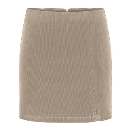 Jupe courte en coton beige uni avec une coupe...