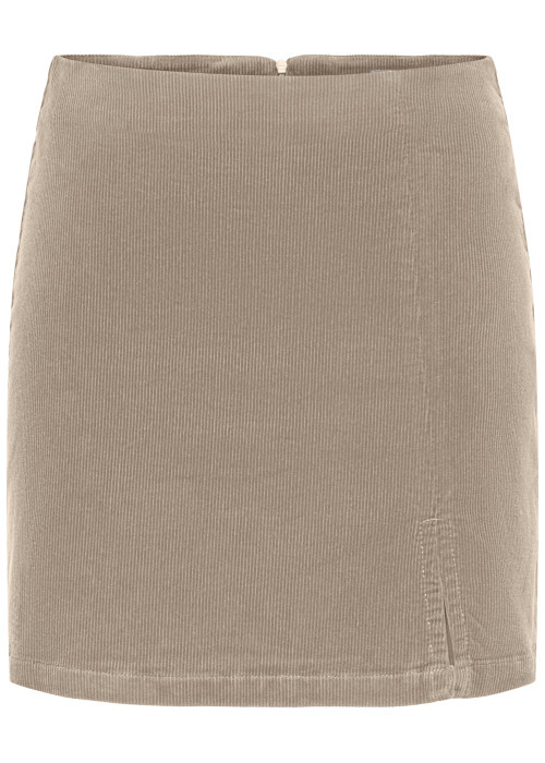 Jupe courte en coton beige uni avec une coupe...