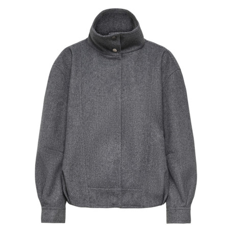 Veste grise unie avec une coupe droite et des...