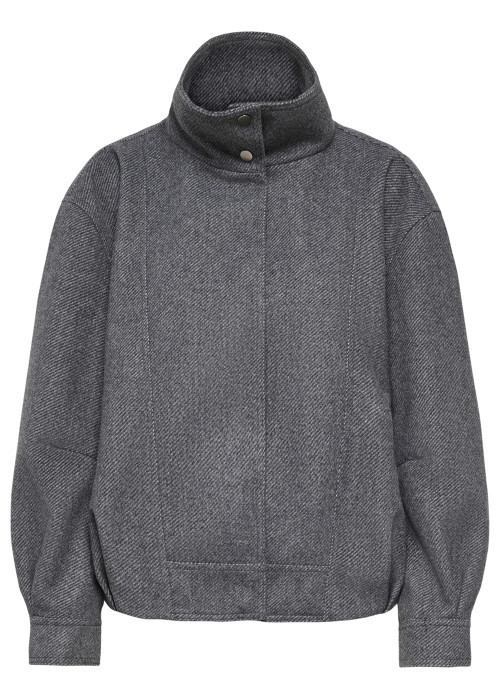 Veste grise unie avec une coupe droite et des...