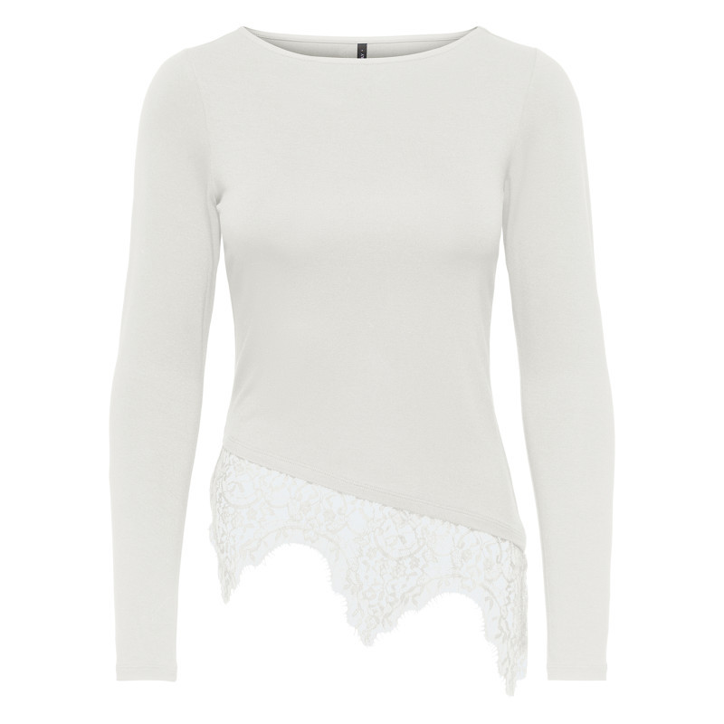 Only - T-shirt écru Uni Avec Une Coupe Ajustée Et Des Manches Longues - Beige