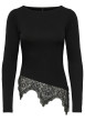 Thumbnail T-shirt noir uni avec une coupe ajustée et des manches longues
