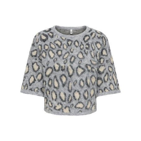 Pull gris à motifs avec une coupe droite et des...