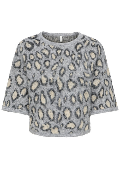 Pull gris à motifs avec une coupe droite et des...