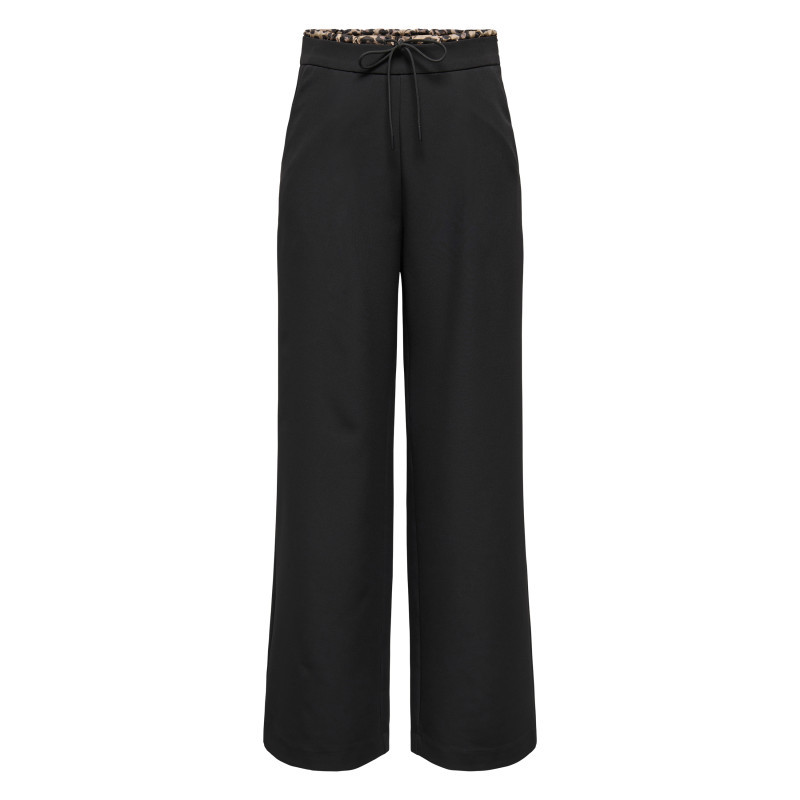 Only - Pantalon De Jogging Noir Uni Avec Coupe Bootcut Et Doublure Léopard - Noir