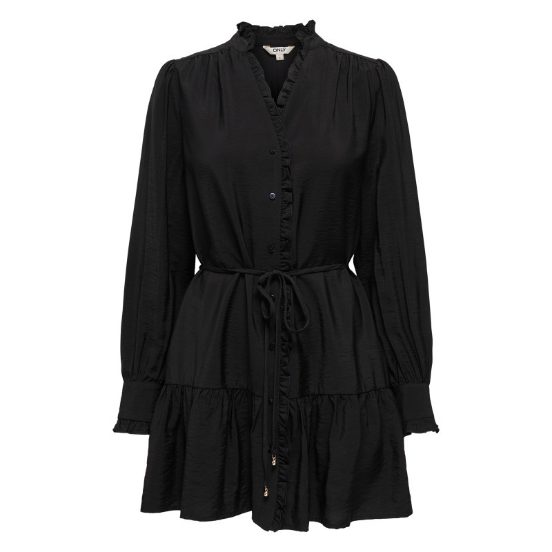 Only - Robe Courte Noire Unie Coupe Patineuse Et Des Manches Longues - Noir Only - Robe Courte Noire Unie Coupe Patineuse Et Des Manches Longues - Noir