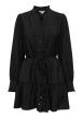 Thumbnail Robe courte noire unie coupe patineuse et des manches longues