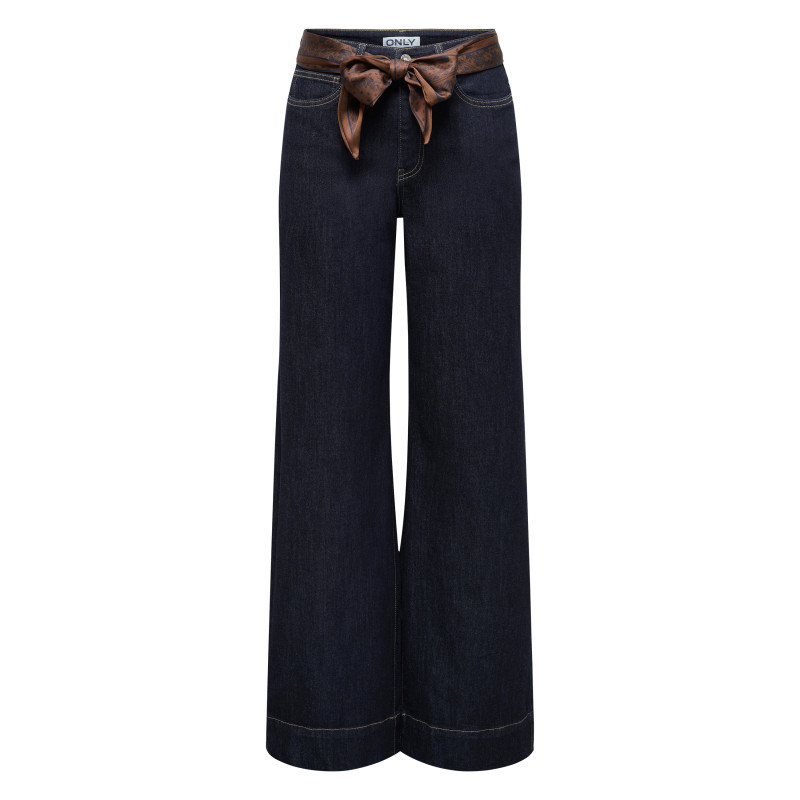 Only - Jean En Coton Brut Uni Avec Une Coupe Bootcut Et Une Ceinture à La Taille - Bleu