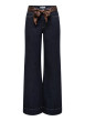 Thumbnail Jean en coton brut uni avec une coupe bootcut et une ceinture à la taille