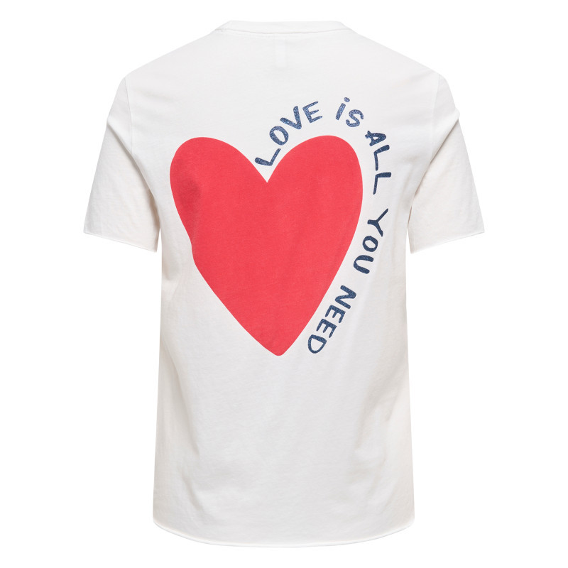 Only - T-shirt En Coton Biologique Blanc Uni Avec Une Coupe Droite Et Un Col Rond - Blanc