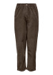Thumbnail Pantalon chino en coton marron uni avec une coupe droite et la taille élastiquée
