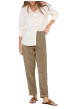 Thumbnail Pantalon chino en coton beige uni avec une coupe droite et la taille élastiquée - Image 3