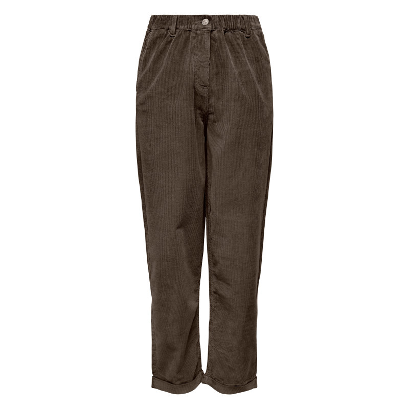 Only - Pantalon Chino En Coton Marron Uni Avec Une Coupe Droite Et La Taille élastiquée - Marron Only - Pantalon Chino En Coton Marron Uni Avec Une Coupe Droite Et La Taille élastiquée - Marron