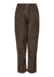 Thumbnail Pantalon chino en coton marron uni avec une coupe droite et la taille élastiquée