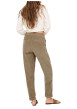 Thumbnail Pantalon chino en coton beige uni avec une coupe droite et la taille élastiquée - Image 4
