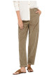 Thumbnail Pantalon chino en coton beige uni avec une coupe droite et la taille élastiquée - Image 6