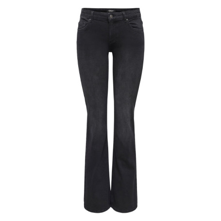 Jean en coton noir uni avec une coupe bootcut...