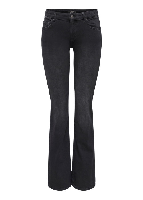Jean en coton noir uni avec une coupe bootcut et une taille intermédiaire