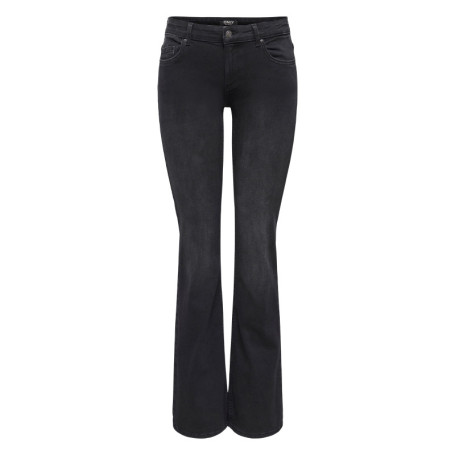 Jean en coton noir uni avec une coupe bootcut...