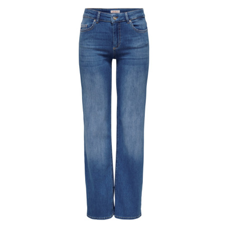 Jean en coton bleu uni avec une coupe droite et...