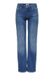 Thumbnail Jean en coton bleu uni avec une coupe droite et une taille intermédiaire