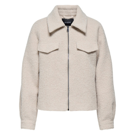 Veste écru uni coupe droite avec un col à...