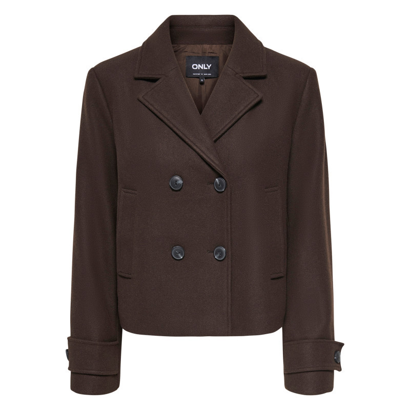 Only - Veste Marron Unie Coupe Droite Avec Un Col à Revers Et Des Manches Longues - Marron