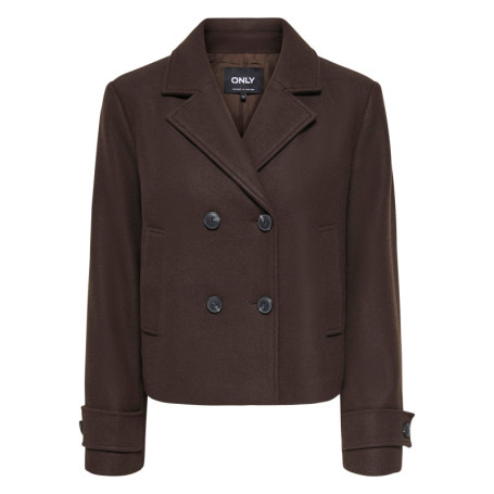 Veste marron unie coupe droite avec un col à...