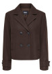 Thumbnail Veste marron unie coupe droite avec un col à revers et des manches longues
