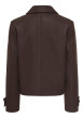 Thumbnail Veste marron unie coupe droite avec un col à revers et des manches longues - Image 2