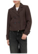 Thumbnail Veste marron unie coupe droite avec un col à revers et des manches longues - Image 3