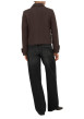 Thumbnail Veste marron unie coupe droite avec un col à revers et des manches longues - Image 4