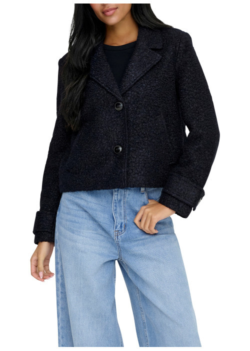 Veste marine unie avec une coupe droite et des...