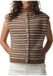 Thumbnail Gilet marron à rayures avec une coupe droite et un col montant
