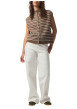 Thumbnail Gilet marron à rayures avec une coupe droite et un col montant - Image 3