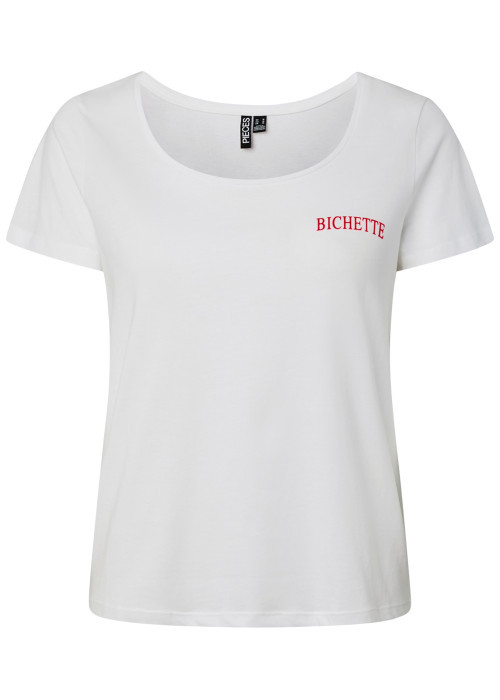 T-shirt en coton biologique blanc à imprimé...