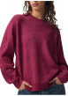 Thumbnail Pull framboise uni avec une coupe droite et des manches longues