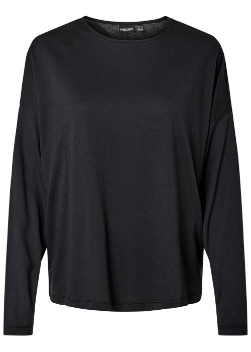 T-shirt noir uni avec une coupe droite et des...