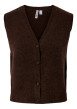 Thumbnail Gilet marron uni pourvu de boutons avec une coupe droite et un col V
