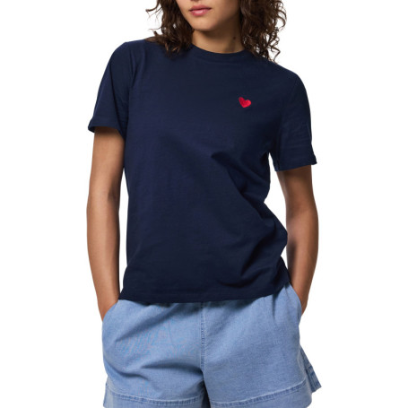 T-shirt en coton biologique marine uni avec une...