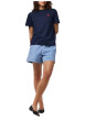 Thumbnail T-shirt en coton biologique marine uni avec une coupe droite et un col rond - Image 3