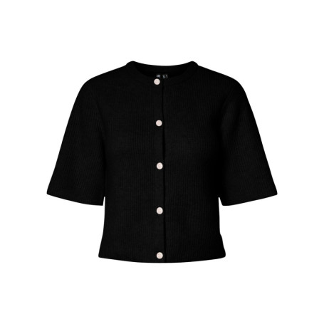 Gilet noir uni avec une coupe droite et un col...