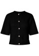 Thumbnail Gilet noir uni avec une coupe droite et un col rond muni de boutons