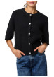 Thumbnail Gilet noir uni avec une coupe droite et un col rond muni de boutons - Image 3