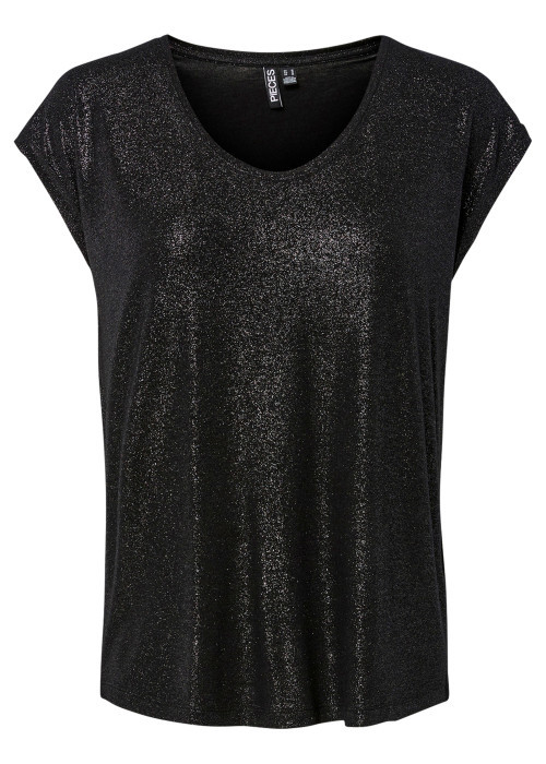 T-shirt noir uni avec une coupe droite et des...
