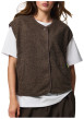 Thumbnail Gilet taupe uni à coupe droite avec un col V et une fermeture à pressions