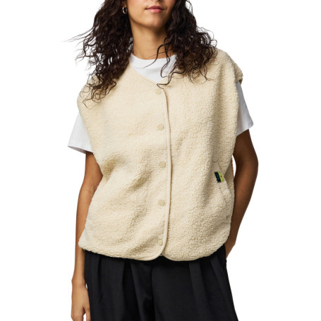 Gilet écrue uni à coupe droite avec un col V et...